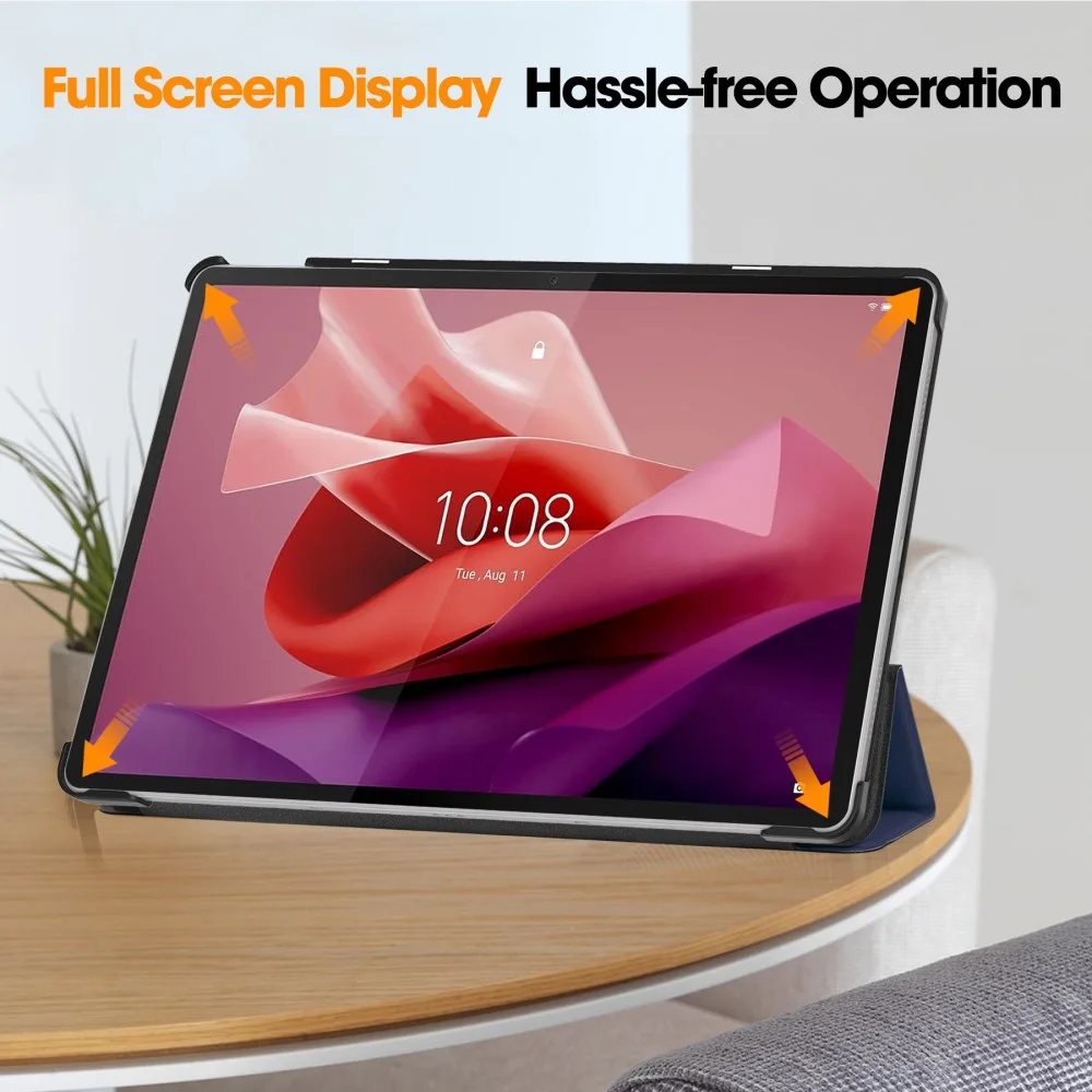Lenovo Tab P12 Hoes Tri-Fold Book Case met Standaard Blauw afbeelding 6