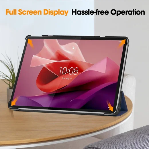 Lenovo Tab P12 Hoes Tri-Fold Book Case met Standaard Blauw afbeelding 6