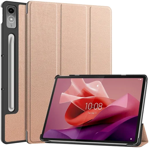 Lenovo Tab P12 Hoes Tri-Fold Book Case met Standaard Roze Goud afbeelding 1