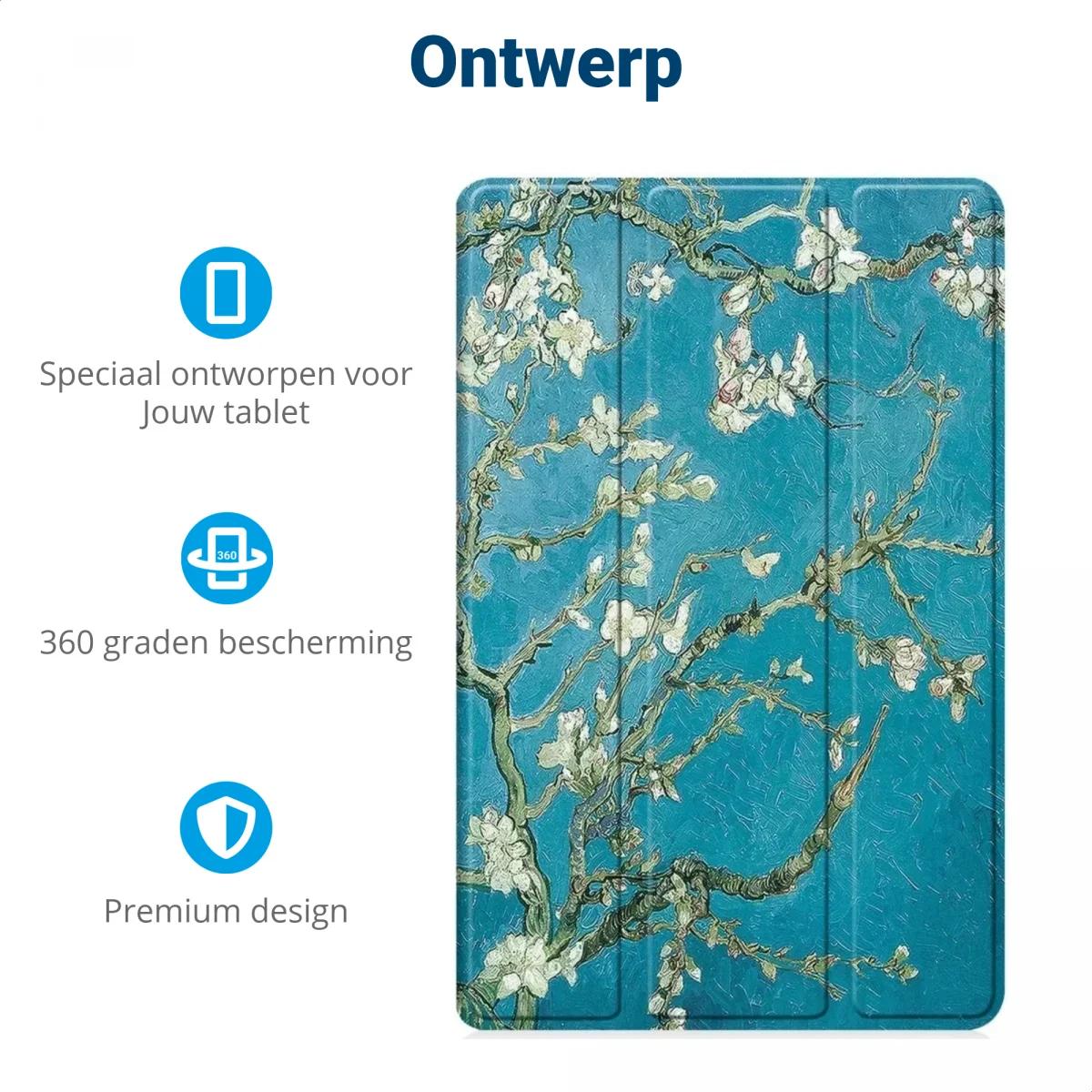 Lenovo Tab P12 Hoes Tri-Fold Book Case met Standaard Blossom afbeelding 3