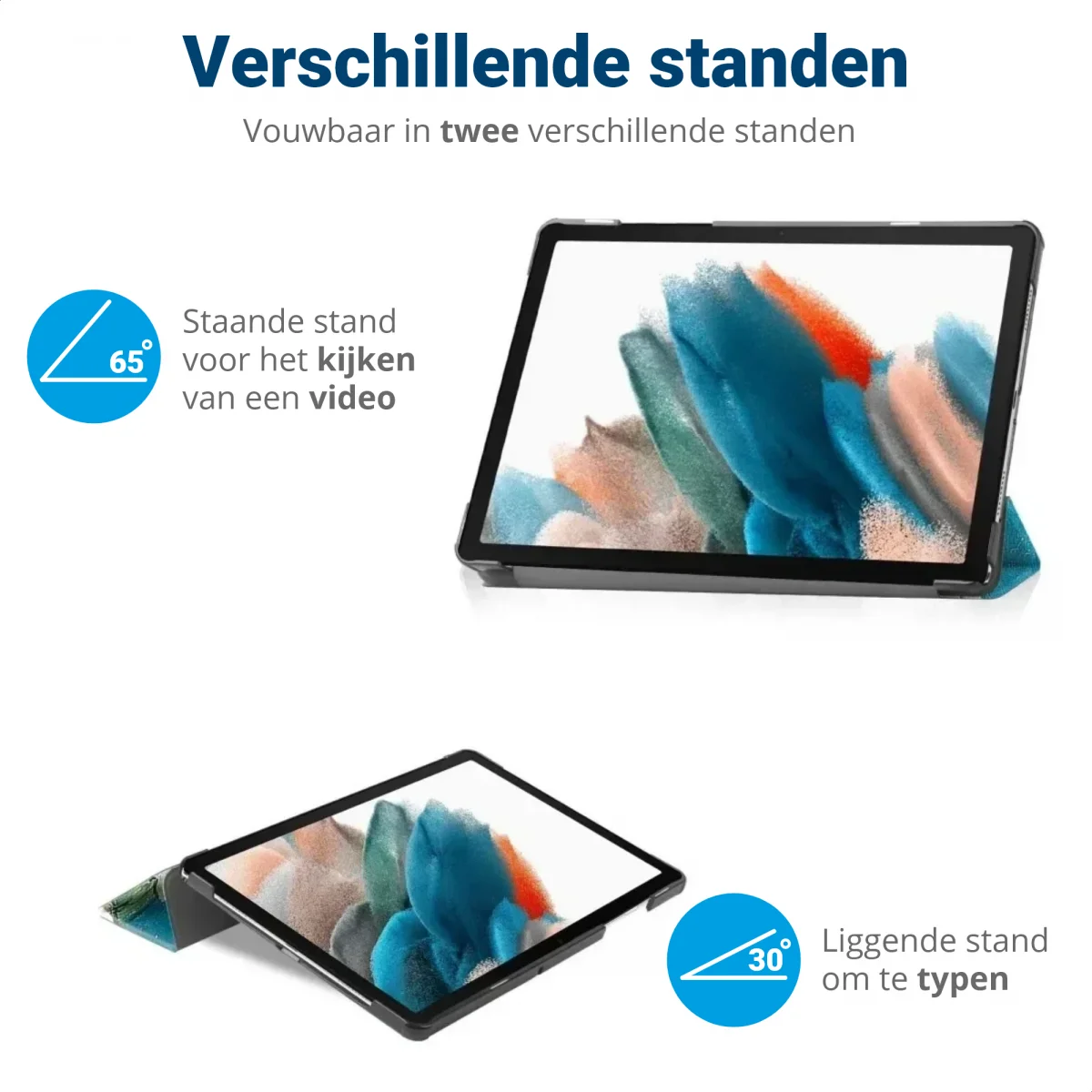 Lenovo Tab P12 Hoes Tri-Fold Book Case met Standaard Blossom afbeelding 6