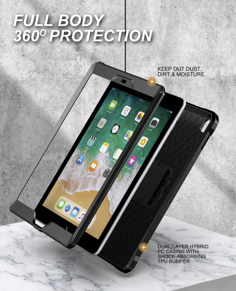 iPad 9.7 (2017/2018)/Air 2 Hoes Screen Protector en Standaard Zwart afbeelding 3
