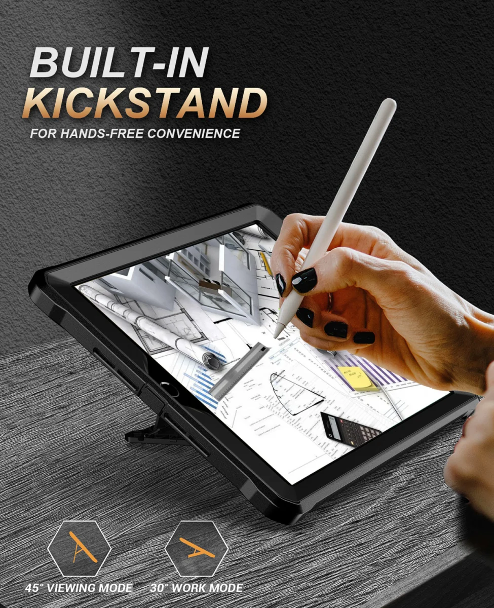 iPad 9.7 (2017/2018)/Air 2 Hoes Screen Protector en Standaard Zwart afbeelding 4