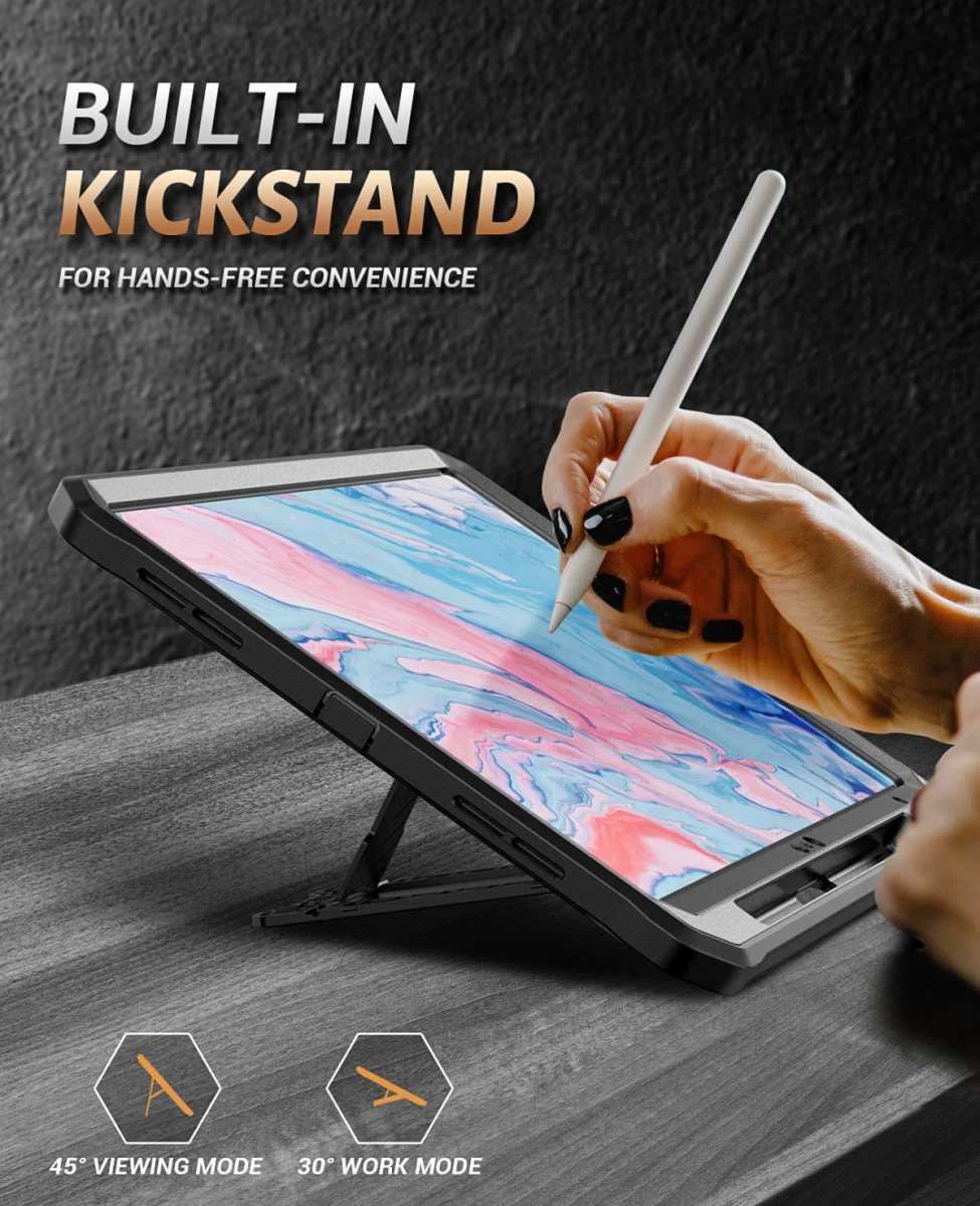 iPad Air 10.9 (2020/2022) Hoes met Screen Protector en Standaard Zwart afbeelding 4
