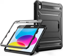 Apple iPad 11 (2025) / 10.9 (2022) Hoes met Screen Protector en Standaard Zwart afbeelding