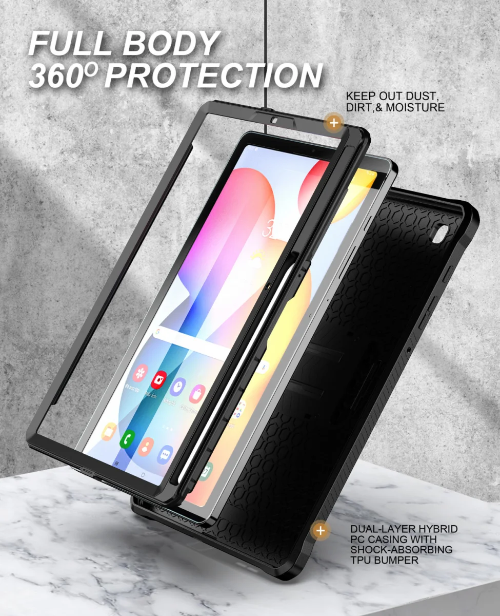 Samsung Galaxy Tab S6 Lite Hoes Screen Protector en Standaard Zwart afbeelding 3