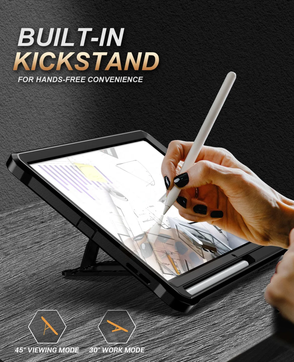 Samsung Galaxy Tab S6 Lite Hoes Screen Protector en Standaard Zwart afbeelding 5