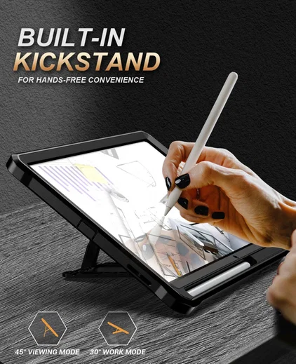 Samsung Galaxy Tab S6 Lite Hoes Screen Protector en Standaard Zwart afbeelding 5