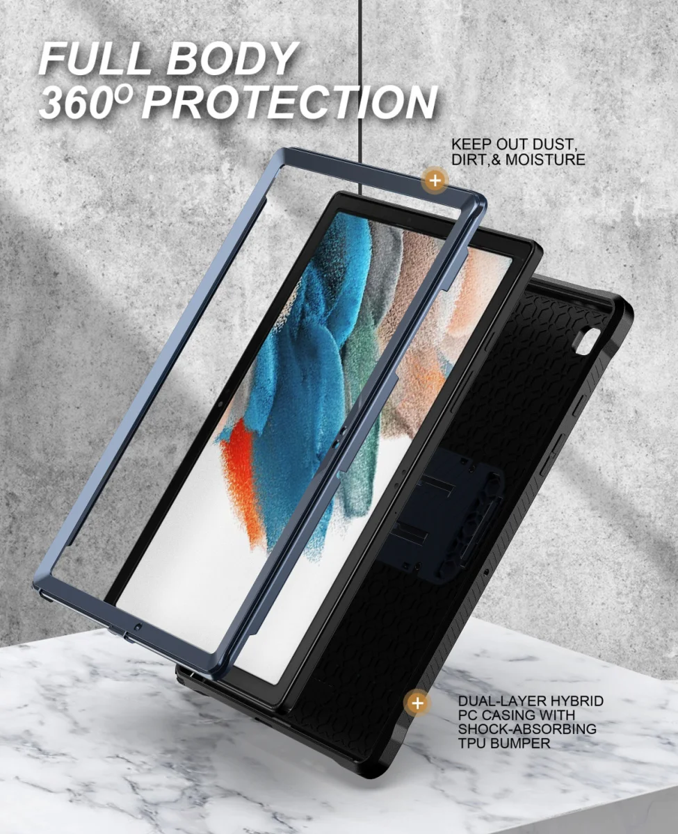 Samsung Galaxy Tab A8 Hoes met Screen Protector en Standaard Blauw afbeelding 3
