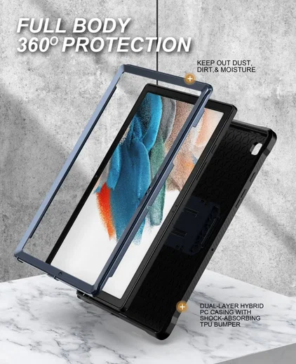 Samsung Galaxy Tab A8 Hoes met Screen Protector en Standaard Blauw afbeelding 3