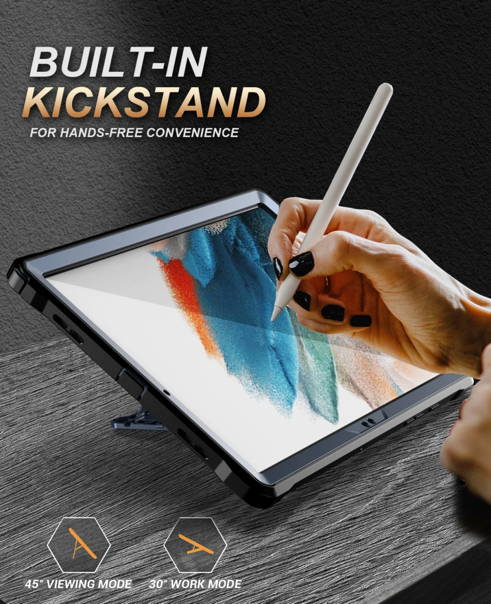 Samsung Galaxy Tab A8 Hoes met Screen Protector en Standaard Blauw afbeelding 4
