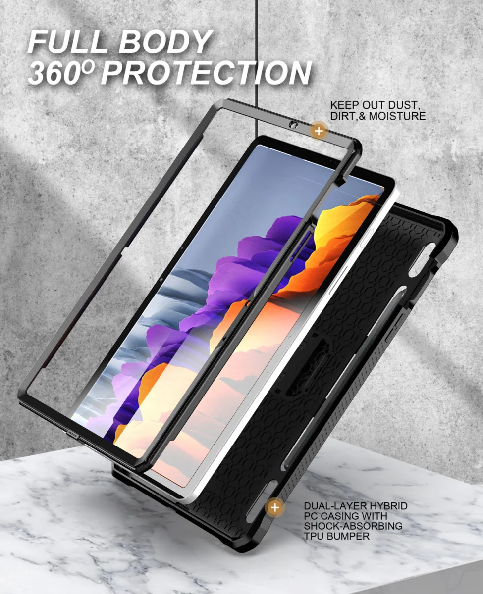 Samsung Galaxy Tab S7/S8 Hoes met Screen Protector en Standaard Zwart afbeelding 3
