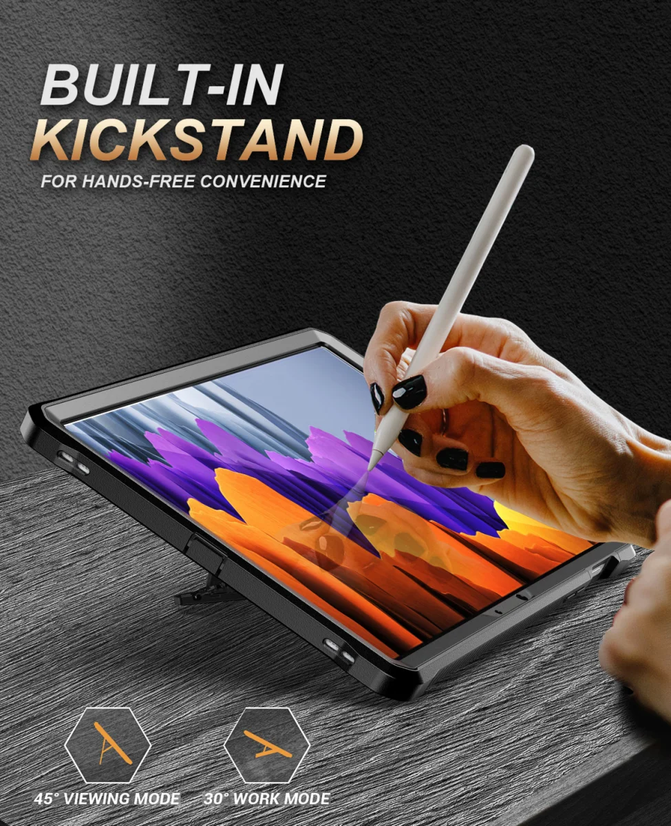 Samsung Galaxy Tab S7/S8 Hoes met Screen Protector en Standaard Zwart afbeelding 4