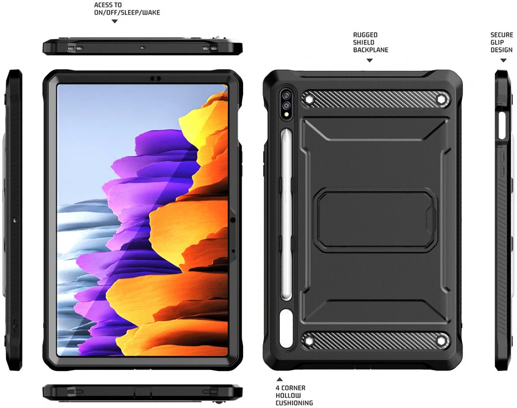 Samsung Galaxy Tab S7/S8 Hoes met Screen Protector en Standaard Zwart afbeelding 7