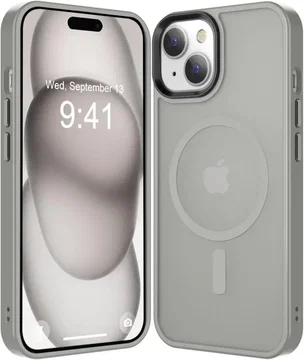 Apple iPhone 15 Hoesje met MagSafe Back Cover Matte Grijs