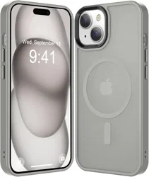 Apple iPhone 15 Hoesje met MagSafe Back Cover Matte Grijs afbeelding