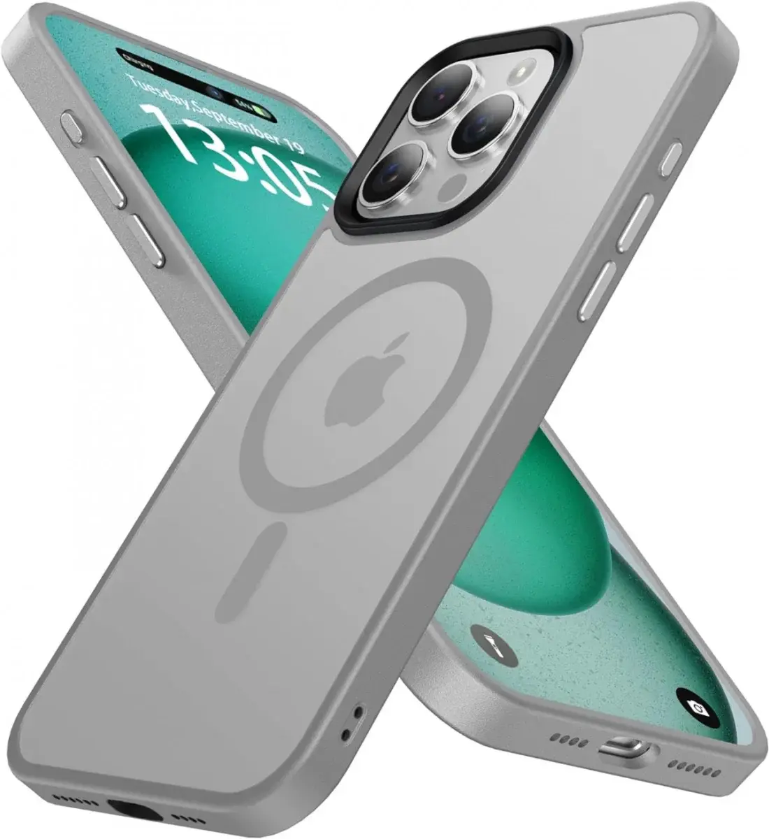 iPhone 15 Pro Max Hoesje met MagSafe Back Cover Matte Grijs afbeelding 1