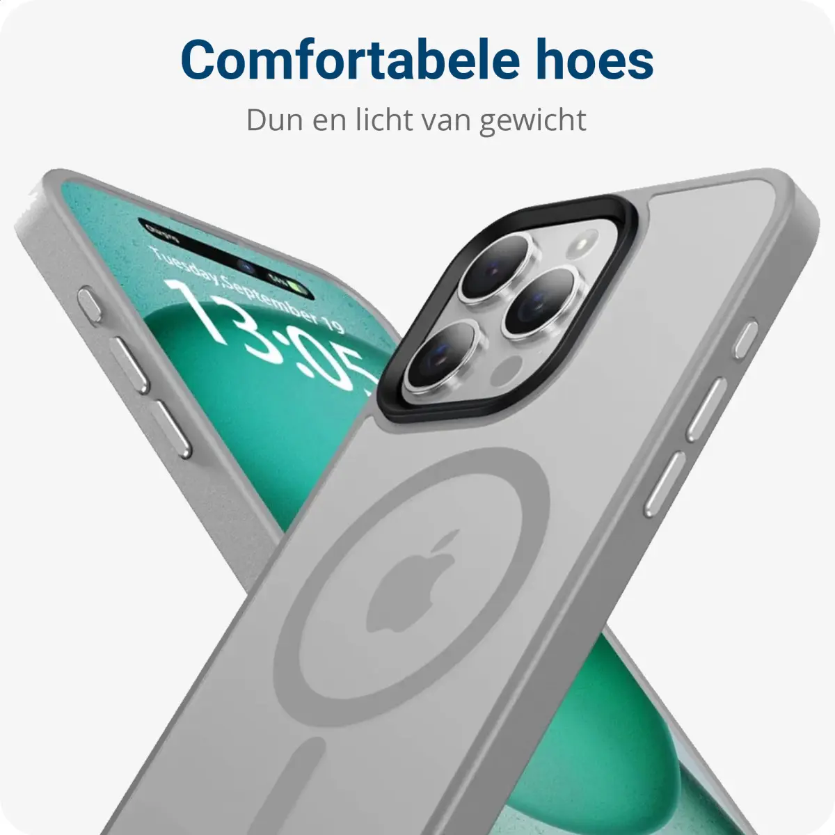 iPhone 15 Pro Max Hoesje met MagSafe Back Cover Matte Grijs afbeelding 7