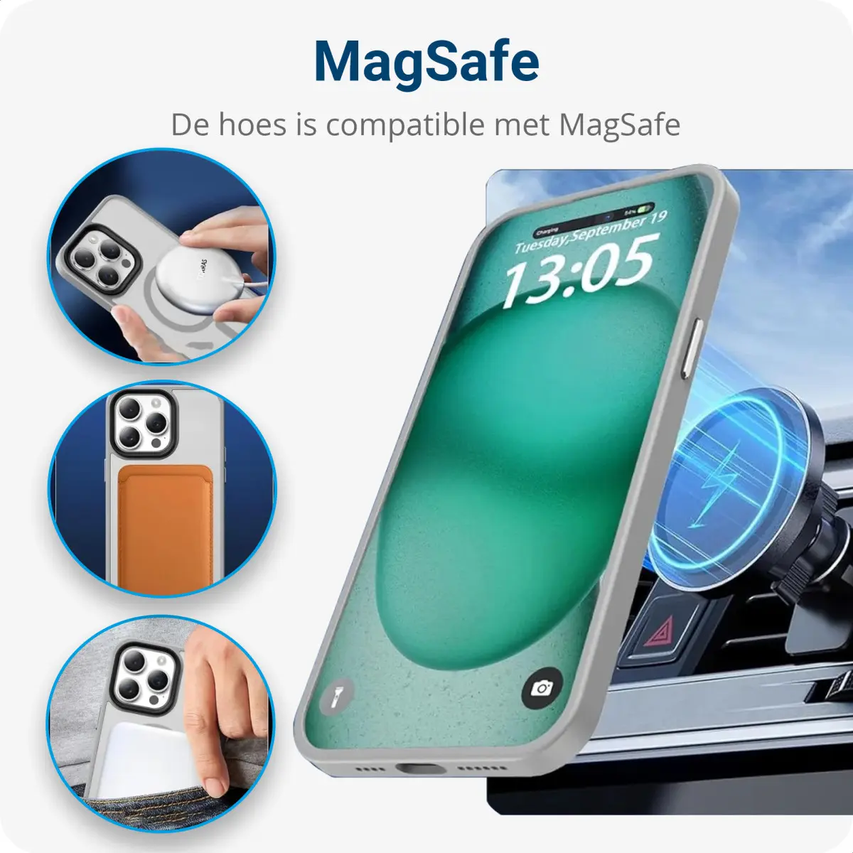 iPhone 15 Pro Max Hoesje met MagSafe Back Cover Matte Grijs afbeelding 8