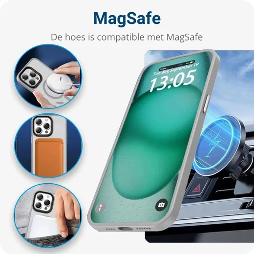 iPhone 15 Pro Max Hoesje met MagSafe Back Cover Matte Grijs afbeelding 8