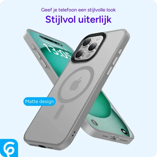 Apple iPhone 15 Pro Hoesje met MagSafe Back Cover Matte Grijs afbeelding 2