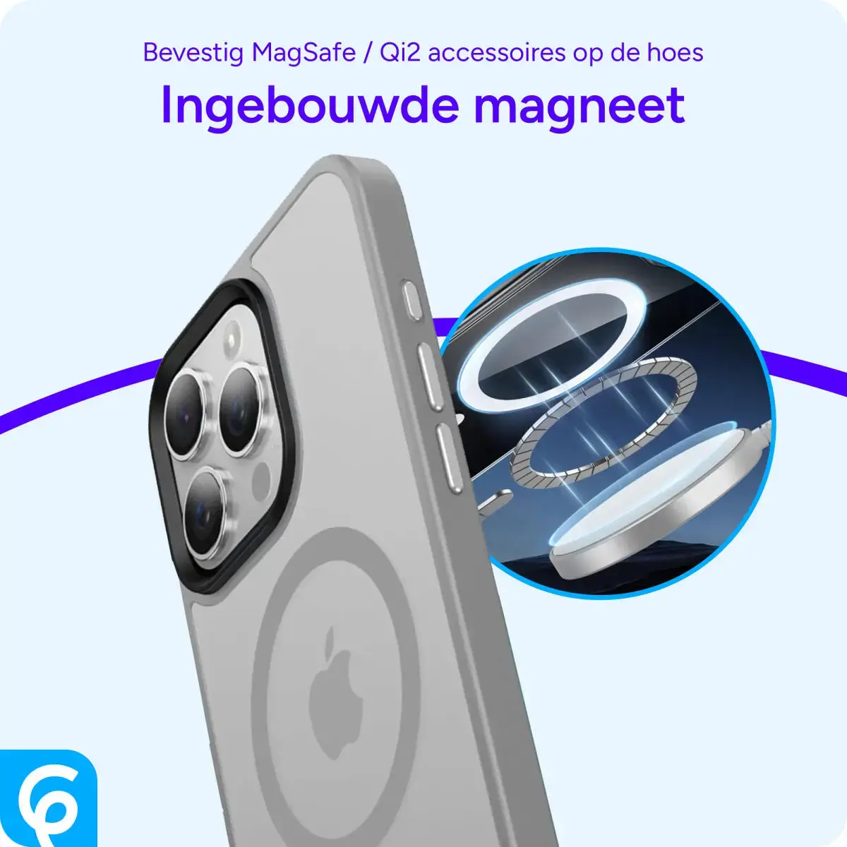 Apple iPhone 15 Pro Hoesje met MagSafe Back Cover Matte Grijs afbeelding 8