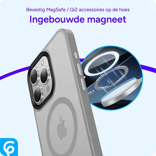 Apple iPhone 15 Pro Hoesje met MagSafe Back Cover Matte Grijs afbeelding 8