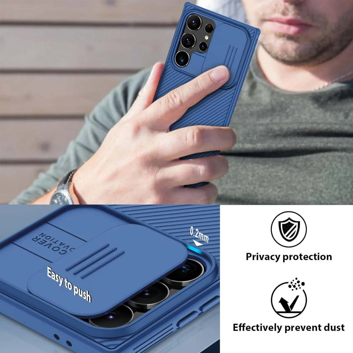 Nillkin CamShield Samsung Galaxy S24 Ultra Hoesje Camera Slider Blauw afbeelding 7