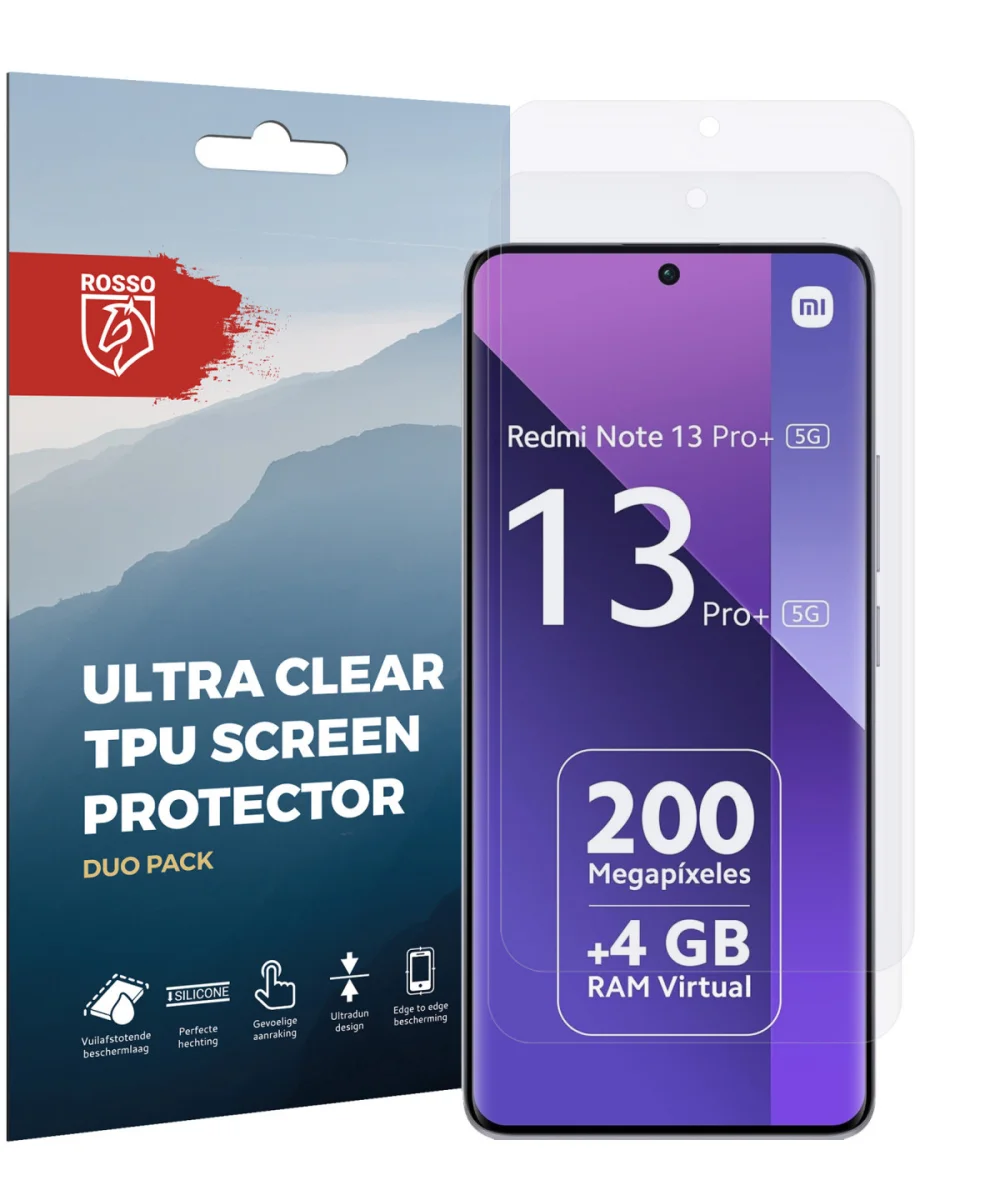 Rosso Xiaomi Redmi Note 13 Pro+ Screen Protector Ultra Clear Duo Pack afbeelding 6