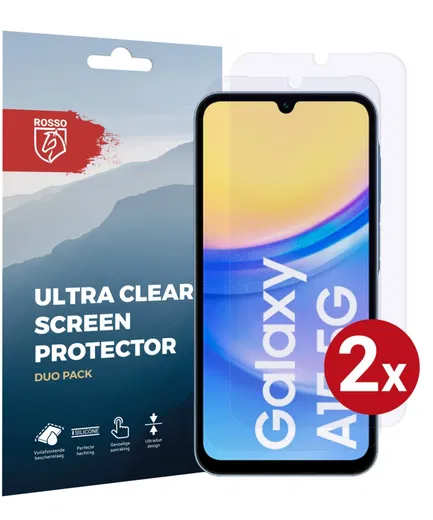 Rosso Samsung Galaxy A15 5G Screen Protector Ultra Clear Duo Pack afbeelding 1