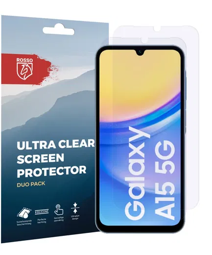 Rosso Samsung Galaxy A15 5G Screen Protector Ultra Clear Duo Pack afbeelding 5