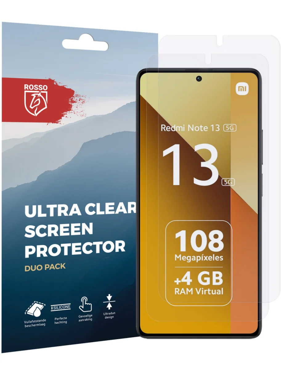 Rosso Xiaomi Redmi Note 13 5G Screen Protector Ultra Clear Duo Pack afbeelding 5
