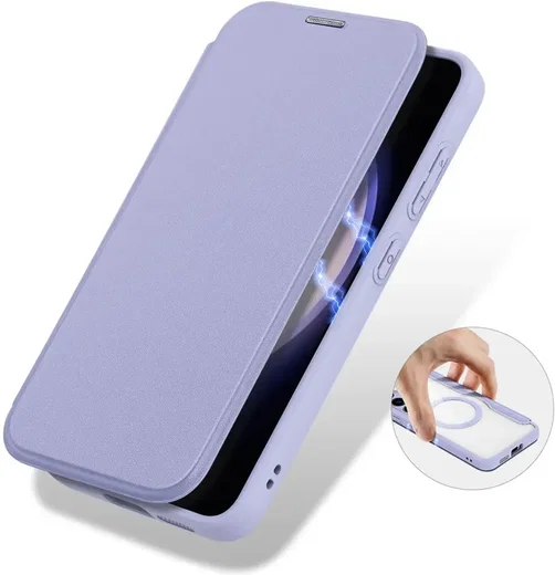 Dux Ducis Skin X Pro Samsung S24 Plus Hoesje MagSafe Book Case Paars afbeelding 8