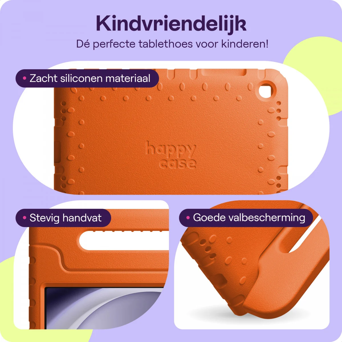 HappyCase Samsung Galaxy Tab A11 / Tab A9 Kinder Tablethoes met Handvat Oranje afbeelding 5