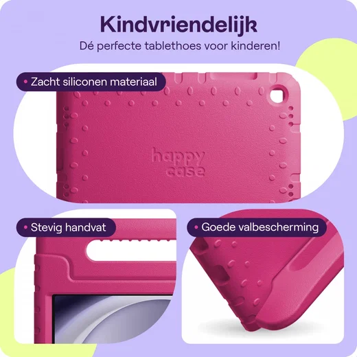 HappyCase Samsung Tab A11 Plus / Tab A9 Plus Kinder Tablethoes Handvat Roze afbeelding 4