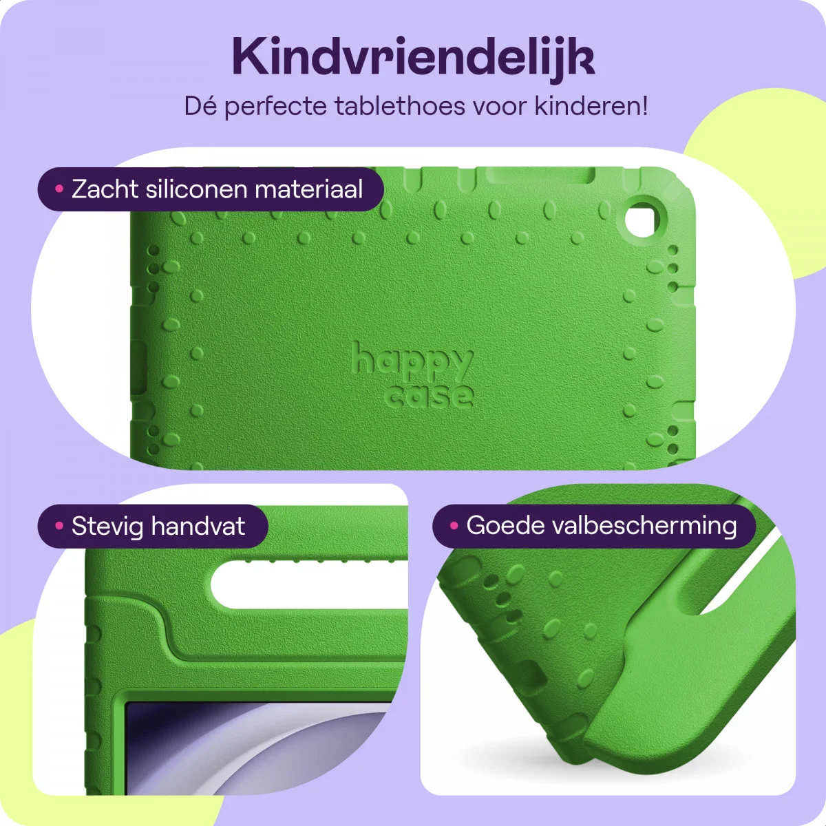 HappyCase Samsung Tab A11 Plus / Tab A9 Plus Kinder Tablethoes Handvat Groen afbeelding 4