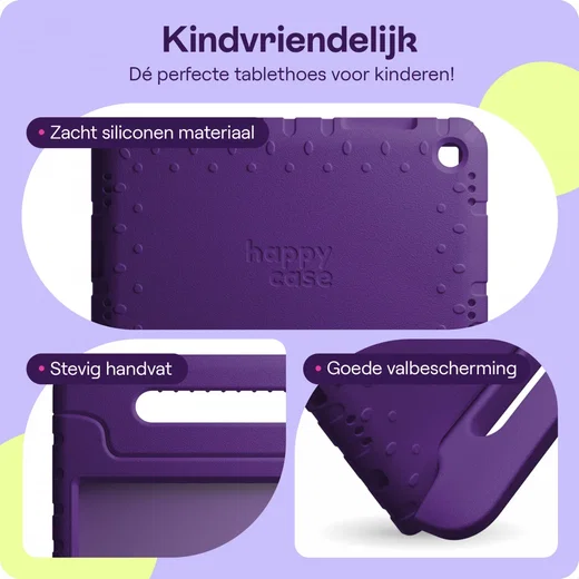 HappyCase Samsung Tab A11 Plus / Tab A9 Plus Kinder Tablethoes Handvat Paars afbeelding 4