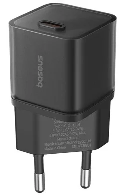 Baseus GaN5S USB-C Snellader 20W Power Delivery Adapter Zwart afbeelding 2