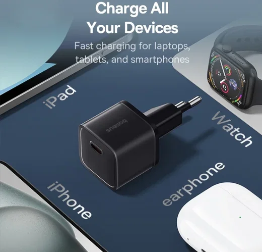 Baseus GaN5S USB-C Snellader 20W Power Delivery Adapter Zwart afbeelding 5
