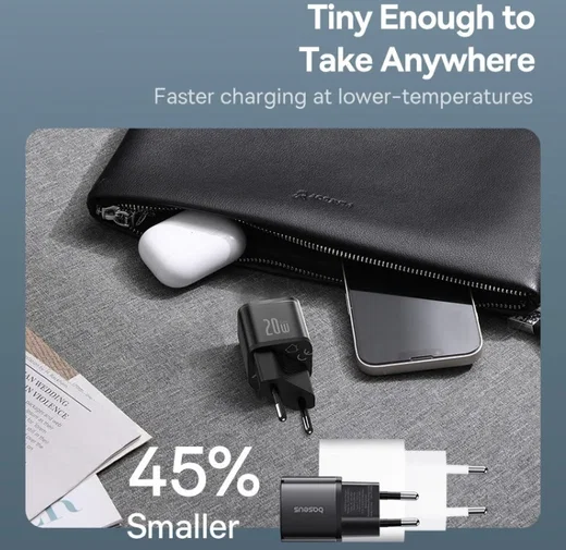 Baseus GaN5S USB-C Snellader 20W Power Delivery Adapter Zwart afbeelding 6