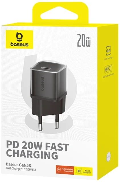 Baseus GaN5S USB-C Snellader 20W Power Delivery Adapter Zwart afbeelding 12