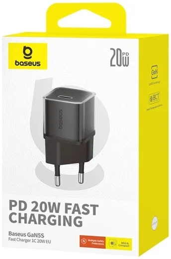 Baseus GaN5S USB-C Snellader 20W Power Delivery Adapter Zwart afbeelding 12
