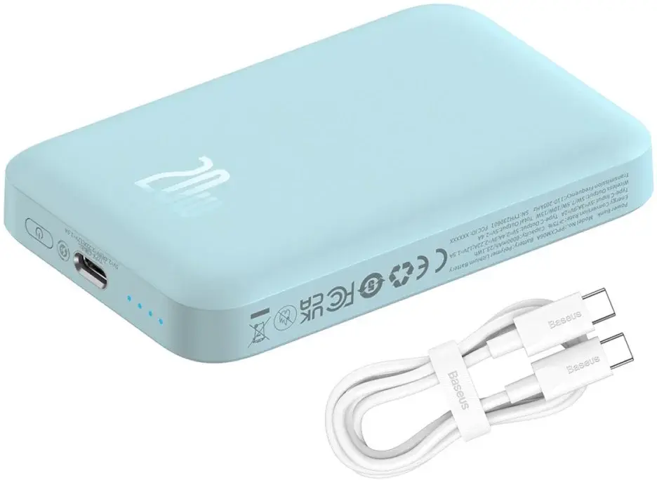 Baseus Mini 6.000 mAh Powerbank Compact met MagSafe Blauw 20W afbeelding 1