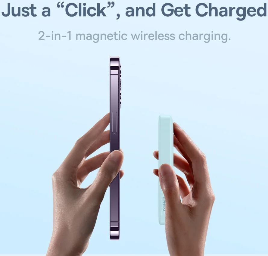 Baseus Mini 6.000 mAh Powerbank Compact met MagSafe Blauw 20W afbeelding 4