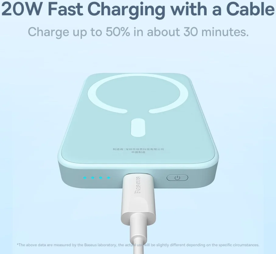 Baseus Mini 6.000 mAh Powerbank Compact met MagSafe Blauw 20W afbeelding 5