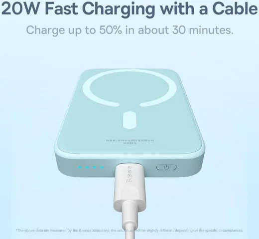 Baseus Mini 6.000 mAh Powerbank Compact met MagSafe Blauw 20W afbeelding 5