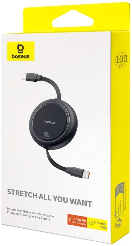 Baseus Free2Draw Oprolbare USB-C naar USB-C Kabel 100W PD 1M Zwart afbeelding 10