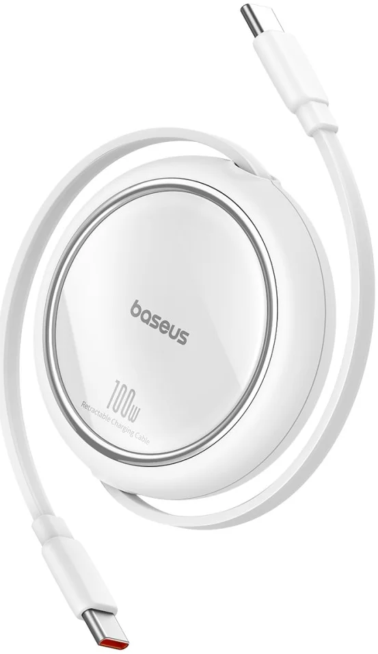 Baseus Free2Draw Oprolbare USB-C naar USB-C Kabel 100W PD 1M Wit afbeelding 1