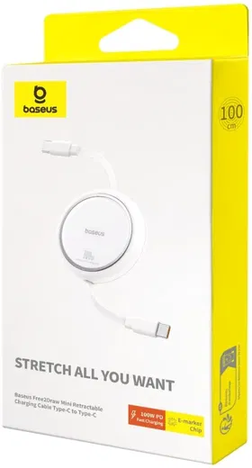 Baseus Free2Draw Oprolbare USB-C naar USB-C Kabel 100W PD 1M Wit afbeelding 10