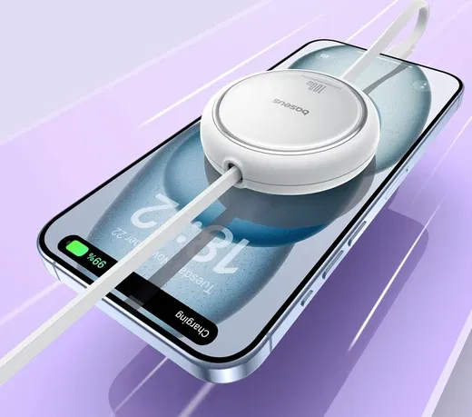 Baseus Free2Draw Oprolbare USB-C naar USB-C Kabel 100W PD 1M Wit afbeelding 2